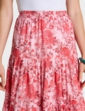 Tiered Print Cotton Skirt - Rose