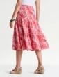 Tiered Print Cotton Skirt - Rose