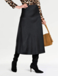 Pull On Bias Cut Satin Skirt - Black