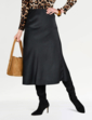 Pull On Bias Cut Satin Skirt - Black