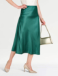 Pull On Bias Cut Satin Skirt - Emerald