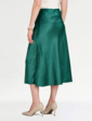 Pull On Bias Cut Satin Skirt - Emerald