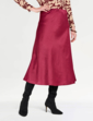 Pull On Bias Cut Satin Skirt - Wine