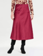 Pull On Bias Cut Satin Skirt - Wine
