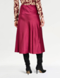Pull On Bias Cut Satin Skirt - Wine