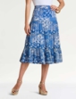 Crinkle Patchwork Print Skirt - Blue Print