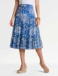 Crinkle Patchwork Print Skirt - Blue Print
