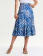 Crinkle Patchwork Print Skirt - Blue Print