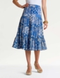 Crinkle Patchwork Print Skirt - Blue Print