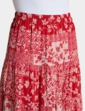 Crinkle Patchwork Print Skirt - Red Print