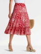 Crinkle Patchwork Print Skirt - Red