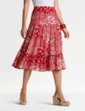 Crinkle Patchwork Print Skirt - Red