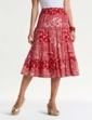 Crinkle Patchwork Print Skirt - Red