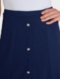 Crinkle Mock Button Front Lined Skirt - Navy
