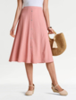 Crinkle Mock Button Front Lined Skirt - Pink
