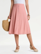 Crinkle Mock Button Front Lined Skirt - Pink