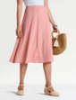 Crinkle Mock Button Front Lined Skirt - Pink