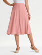 Crinkle Mock Button Front Lined Skirt - Pink