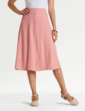 Crinkle Mock Button Front Lined Skirt - Pink