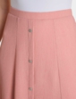 Crinkle Mock Button Front Lined Skirt - Pink