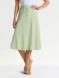 Crinkle Mock Button Front Lined Skirt - Soft Green