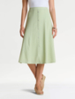 Crinkle Mock Button Front Lined Skirt - Soft Green