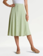 Crinkle Mock Button Front Lined Skirt - Soft Green