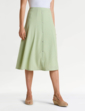 Crinkle Mock Button Front Lined Skirt - Soft Green