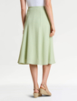 Crinkle Mock Button Front Lined Skirt - Soft Green