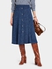 Lined Pull On Skirt with Mock Button Fastening - Blue
