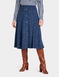 Lined Pull On Skirt with Mock Button Fastening - Blue