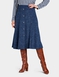 Lined Pull On Skirt with Mock Button Fastening - Blue