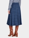 Lined Pull On Skirt with Mock Button Fastening - Blue