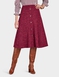 Lined Pull On Skirt with Mock Button Fastening - Wine
