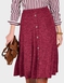 Lined Pull On Skirt with Mock Button Fastening - Wine