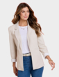 Tailored Linen Mix Roll Cuff Blazer - Stone