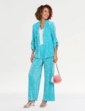 Tab Detail Plisse Soft Jacket - Turquoise