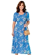 Viscose Print Tea Dress - Blue