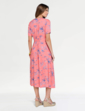 Viscose Print Tea Dress - Coral