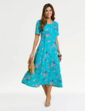 Viscose Print Tea Dress - Turquoise