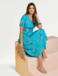 Viscose Print Tea Dress - Turquoise