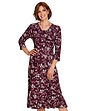 Knitted Three Quarter Sleeve Tea Dress - Aubergine