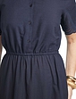 Broderie Cotton Tiered Hem Dress Navy