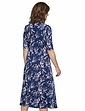 Gathered Front Print Occasion Dress - Navy