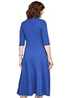 Textured Fit and Flare Dress With Necklace - Blue