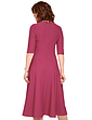 Textured Fit and Flare Dress With Necklace - Plum
