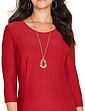 Textured Fit and Flare Dress With Necklace - Wine