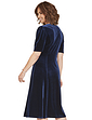 Velour Dress With Diamante Buttons - Navy