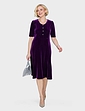 Velour Dress With Diamante Buttons - Purple