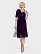 Velour Dress With Diamante Buttons - Purple